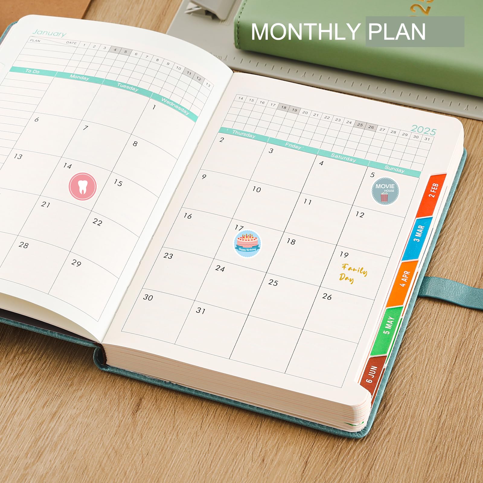 Agenda Giornaliera 2025 Formato A5 - Planner Con Penna, Adesivi E Segnalibri - Foto 7