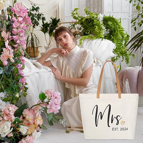 Miniatura 4 de ELEGANTPARK Mrs Bag Mrs Gifts 2024 Regalos para novia, bolsa de mano para boda, despedida de soltera, regalos para novia, luna de miel, bolsa de
