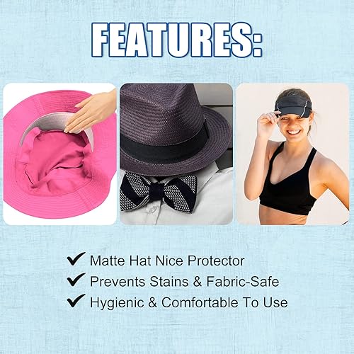 Miniatura 4 de Janmercy 100 unidades de protectores de sudor para sombrero, almohadilla absorbente que evita manchas, bandas protectoras para gorra de béisbol,