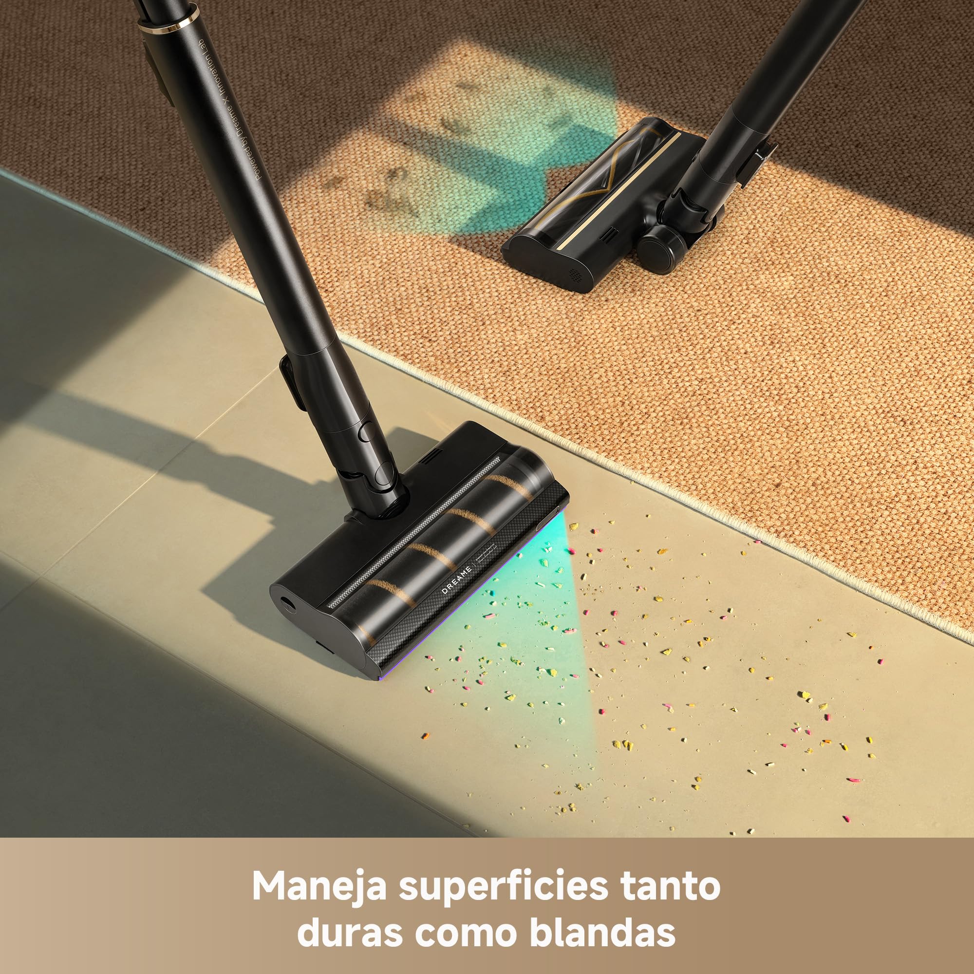 DREAME V20 Pro-A Aspirador Sin Cable, Limpieza de Bordes a 0 mm, Sin Enredos, Limpieza de Suelos Duros y Alfombras, 24000 PA/Succión de 210 AW, 90 min de Autonomía Máx., Limpieza de Pelo de Mascotas