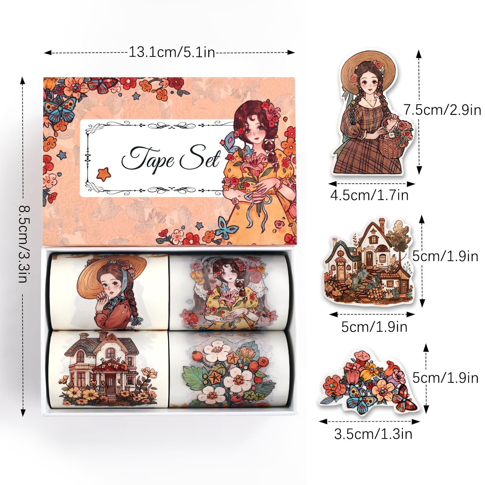 Amazon.com: Dizdkizd Cute Flower Girl PET Tapes & Washi Tapes