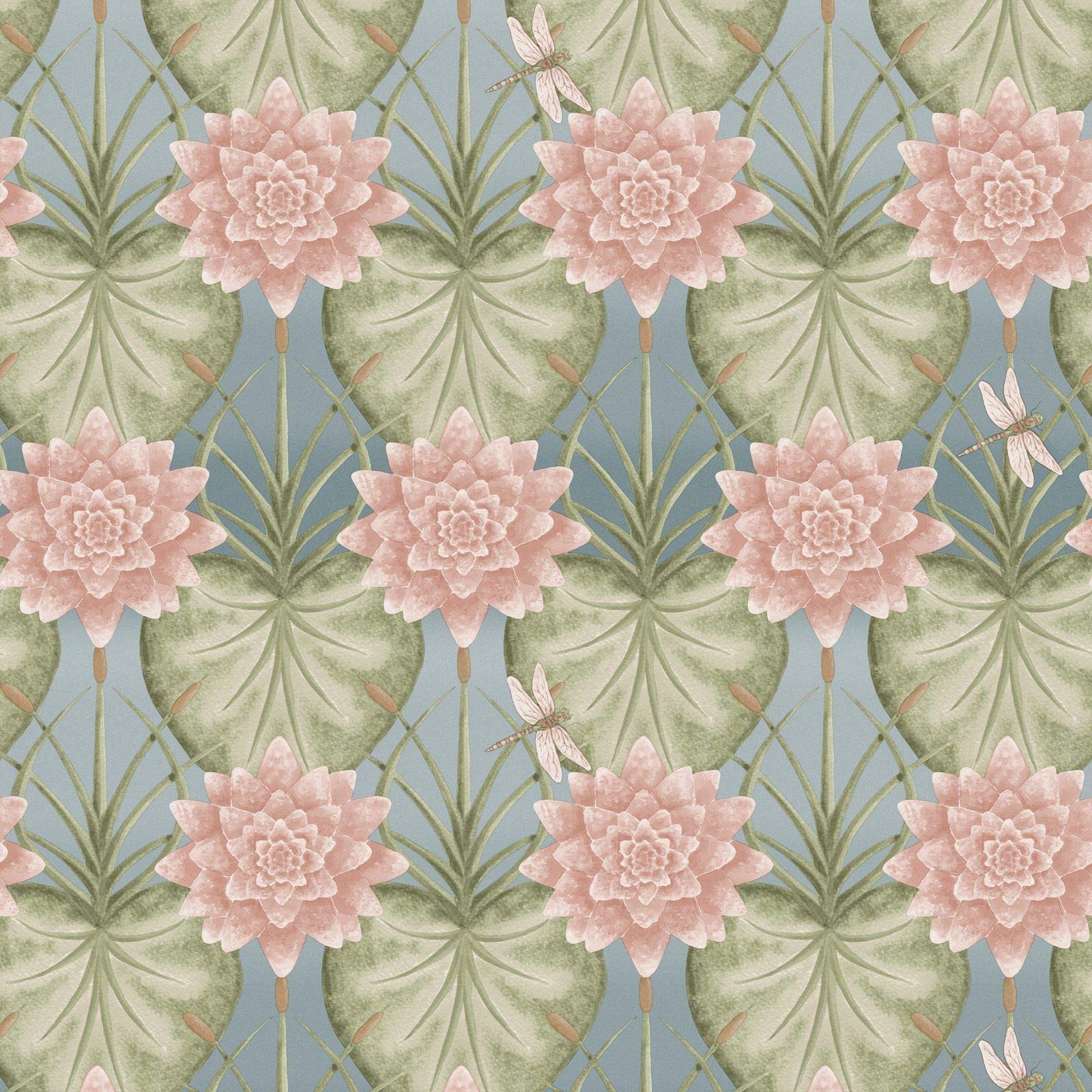 The Chateau Blue,Green,Pink Angel Strawbridge The Lily Garden Wallpaper Eau De Nil Liy/Edn/Wp