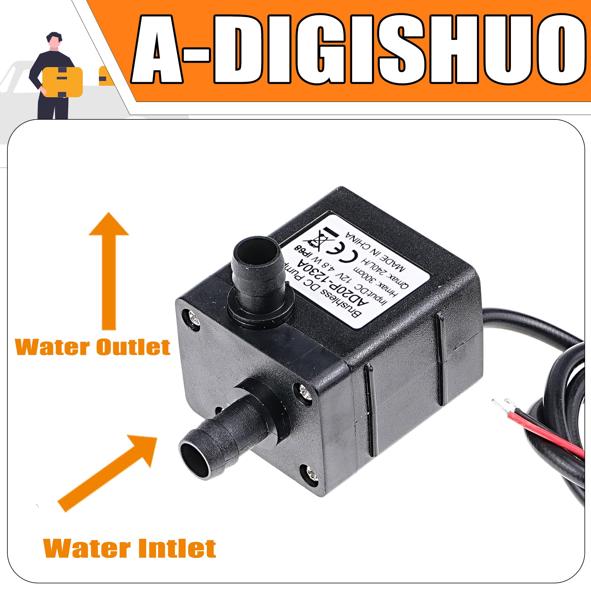 LEVANLIGHT 2Pcs Water Pump 240L/H DC 12V 4.2W Micro Brushless Pump 3M Pumping Head Ultra Quiet Water Pump for Pool Aquarium Fish Tank - Image 2