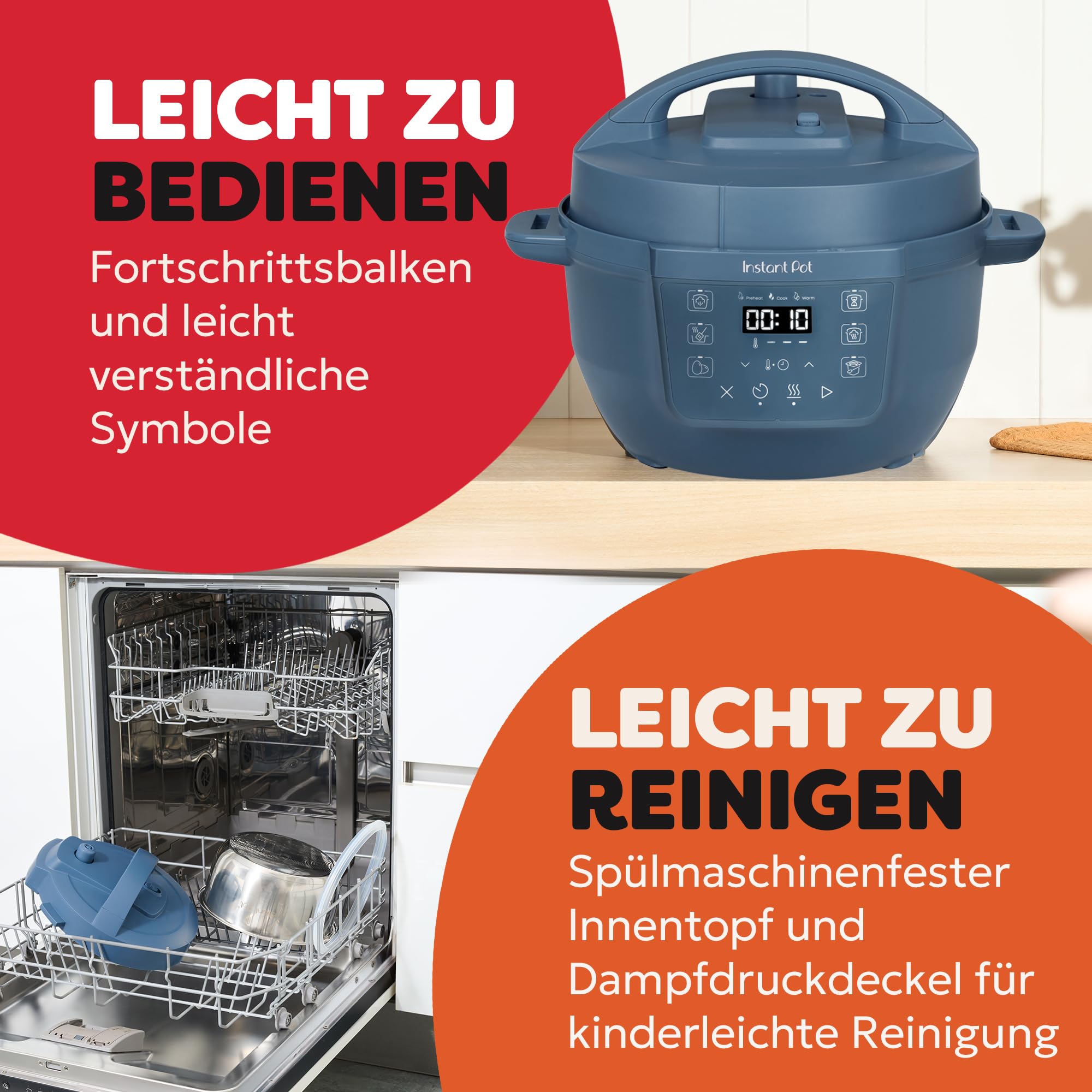 Instant Pot Multikocher, 3.8L 7-in-1 Smart Cooker - Schnellkochtopf, Schongarer, Reiskocher, Sautierpfanne, Joghurtbereiter, Dampfgarer und Speisewärmer, Tagtraum Blau