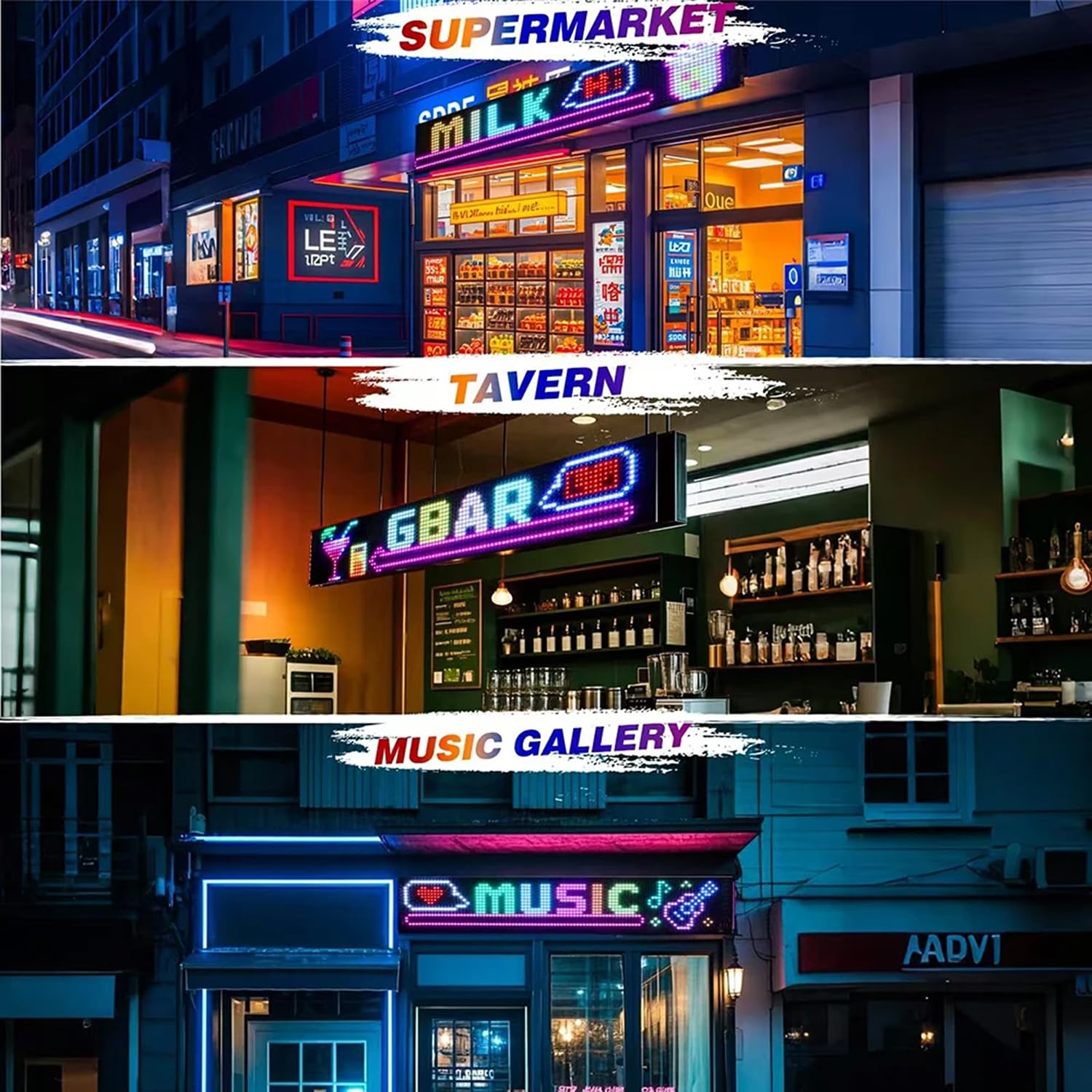 Großes LED Display 99x20 cm mit APP-Steuerung, Programmierbare RGB LED Laufschrift für Schaufenster, Geschäft, Restaurant & Werbung, Individuelle Texte, Bilder und Animationen per Bluetooth