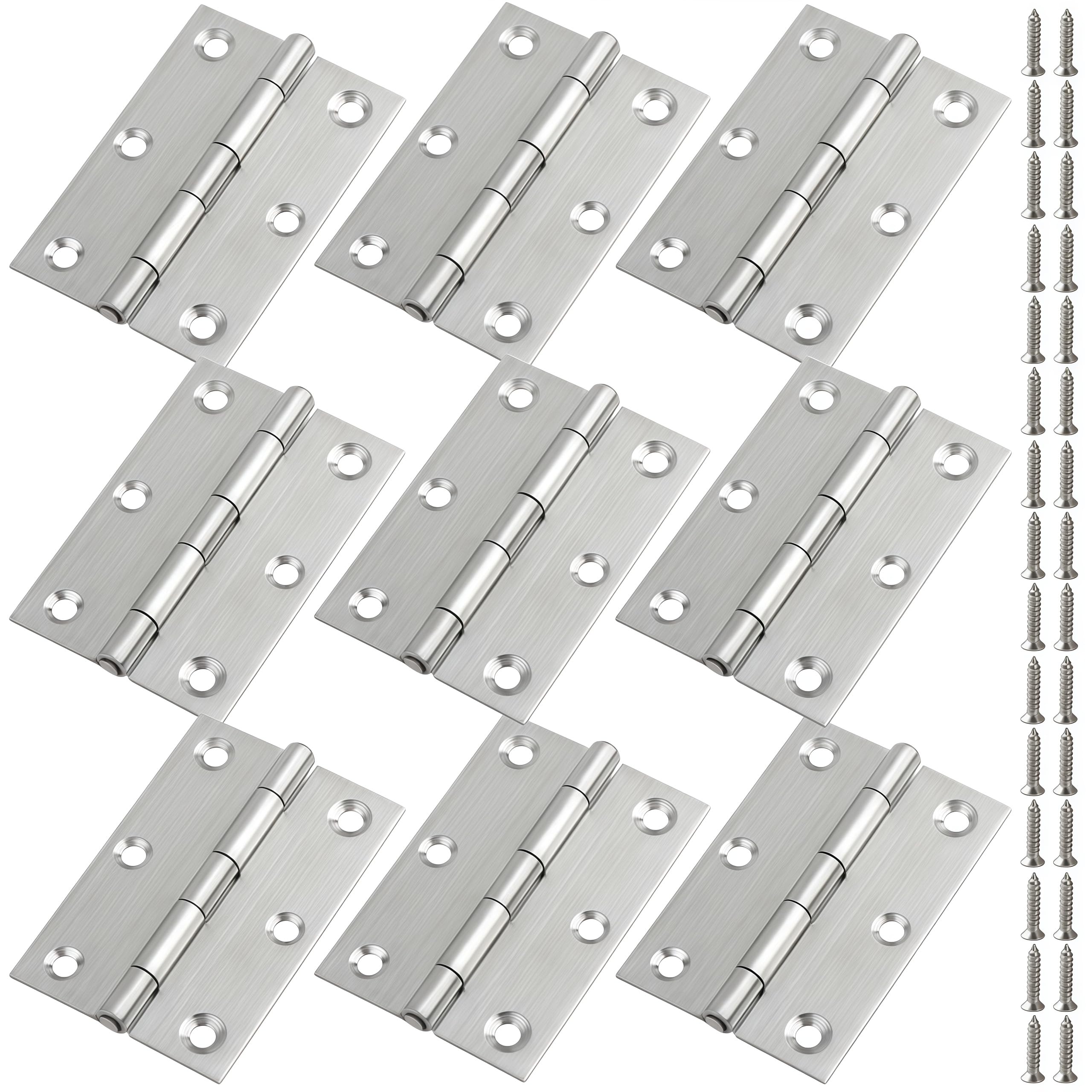 Vbnexyr Regular 9 Piece Pack Of Stainless Steel Cabinet Folding Hinges Cabinets Smooth Opening And Closing Suitable For Jewelry Wooden Items And Chests 201 Stainless Steel Standard 3 Inch Model