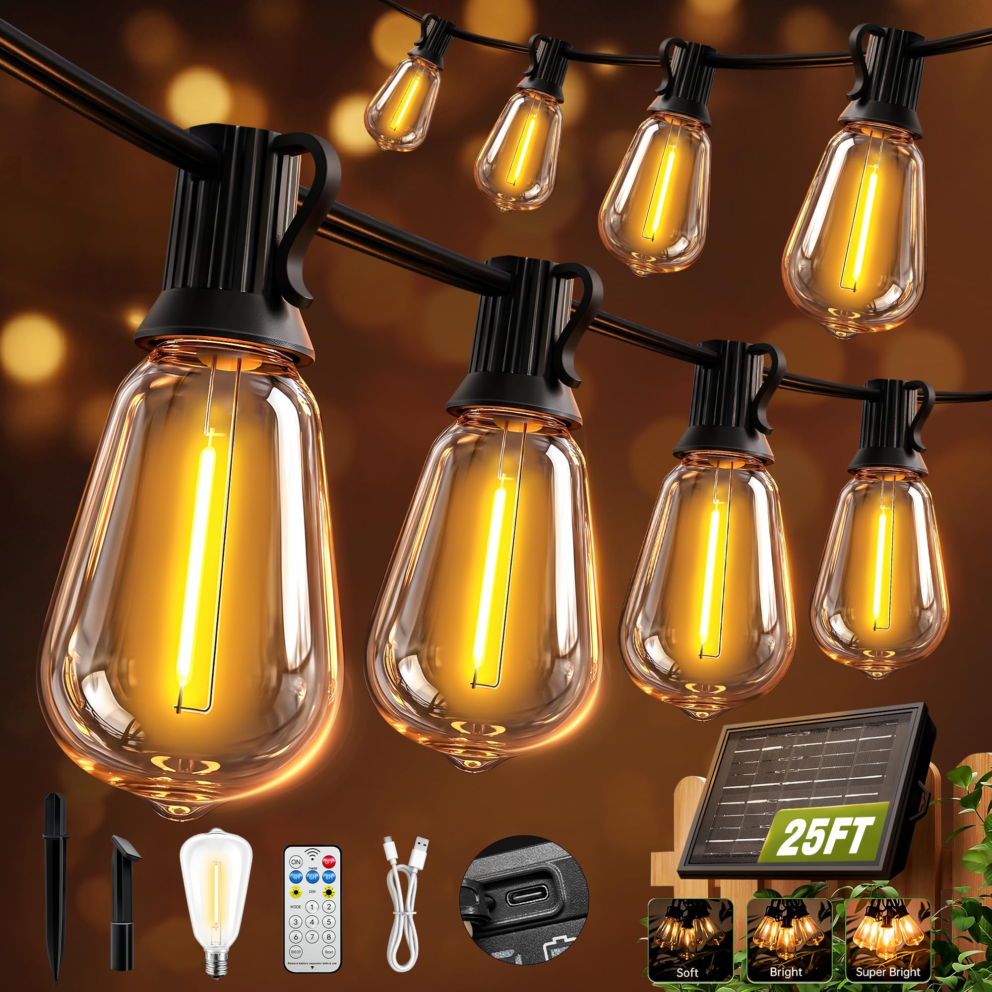 Sunsiest 40 ソーラーパワー3点セット Skoiuc Solar String Lights Outdoor Waterproof with Remote & Timer