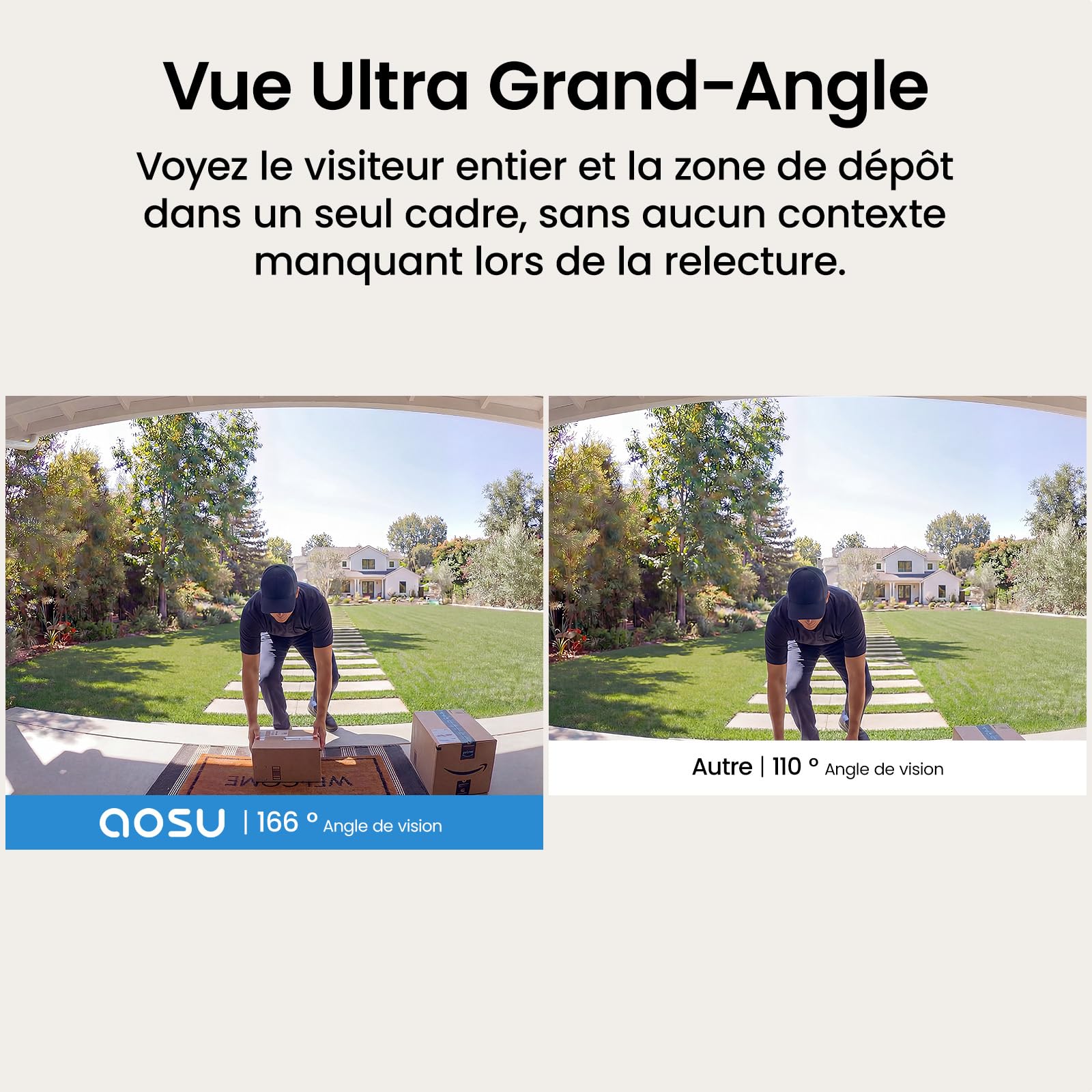 aosu 3K Sonnette sans Fil avec Caméra Etanche avec Pile Radar PIR détection | Sans Abonnement Requis, Autonomie 180 Jours, Wi-Fi 5G & 2.4 G, Angle 166° Voir Plus, Vision Nocturne IR, pour la Maison