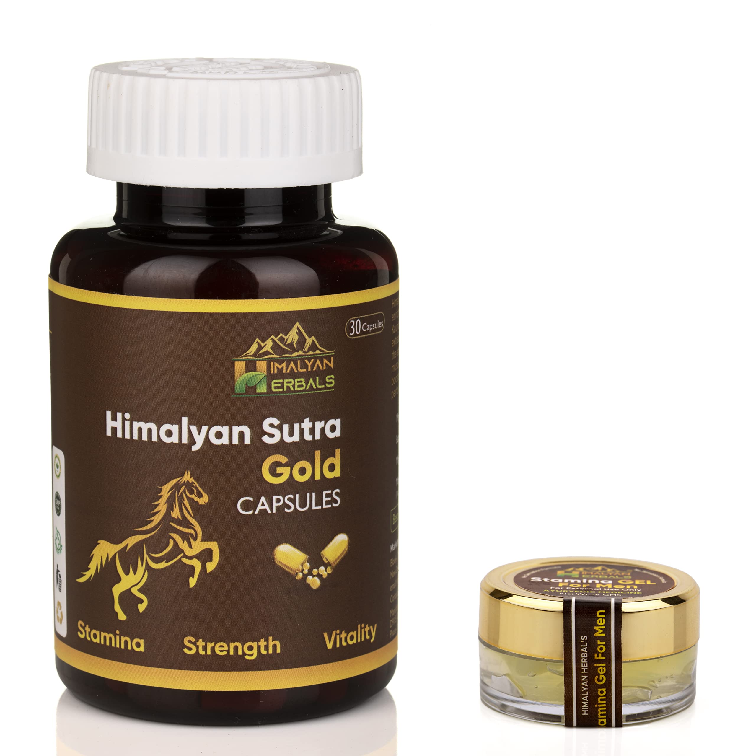 Himalyan Herbals Sutra Gold Premium Capsules (30 Capsules Pack) & Premium Strength & Stamina Topical Gel (8 Grams) Combo Pack For Men | With Shilajit Ashwagandha Kesar Safed Musli | No Side Effects (B0BQ6LTG3G) Amazon Price History, Amazon Price Tracker