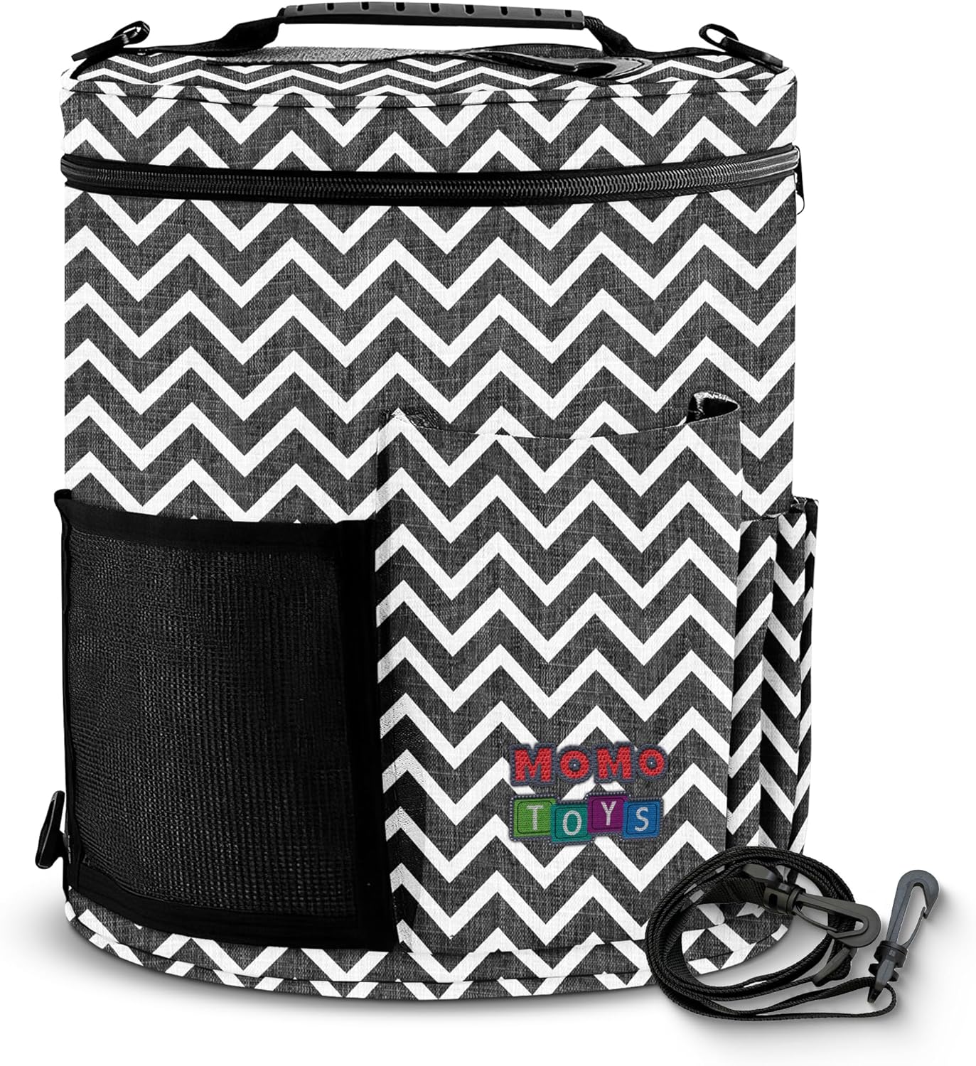 Compact gray zigzag crochet storage bag compact.