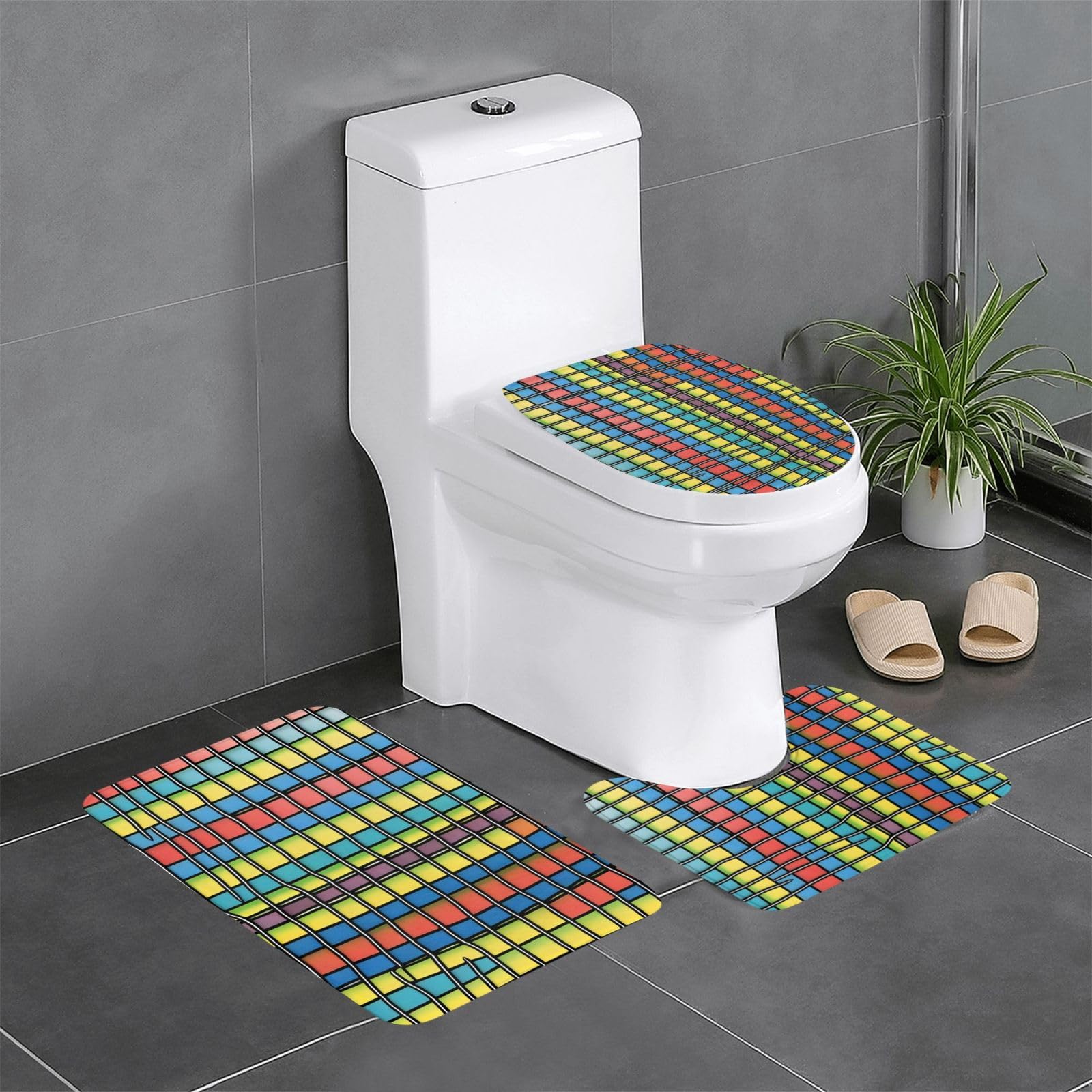 Tapis de salle de bain antidérapant motif crocodile ensemble haut de gamme WC