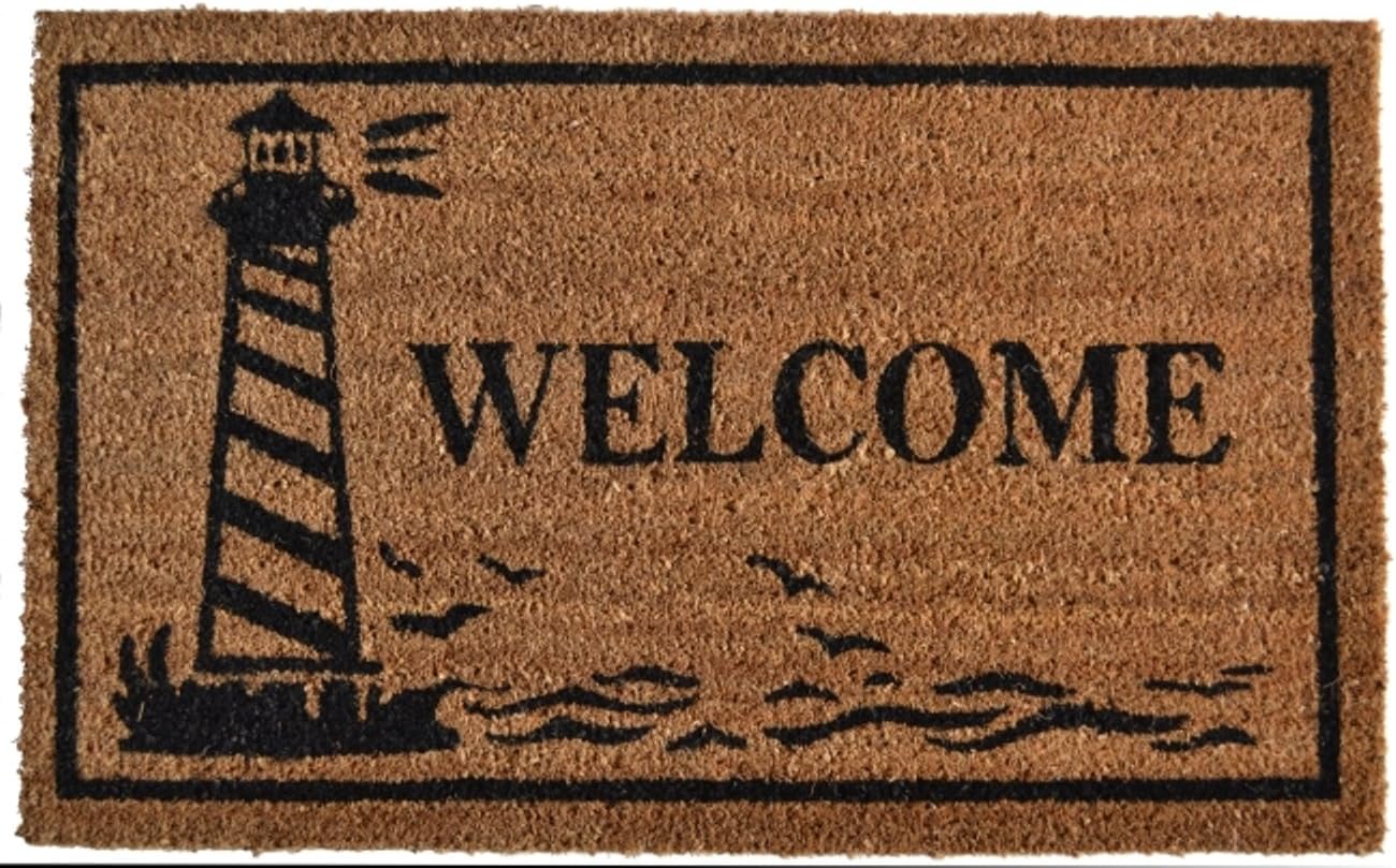 Vinyl Backed Coir Doormat, Guiding Light, 18 by 30-Inch