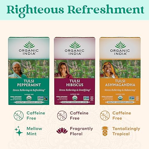 Miniatura 74 de Té indio orgánico Tulsi, té de hierbas - 18 bolsas de infusión - Paquete de 3