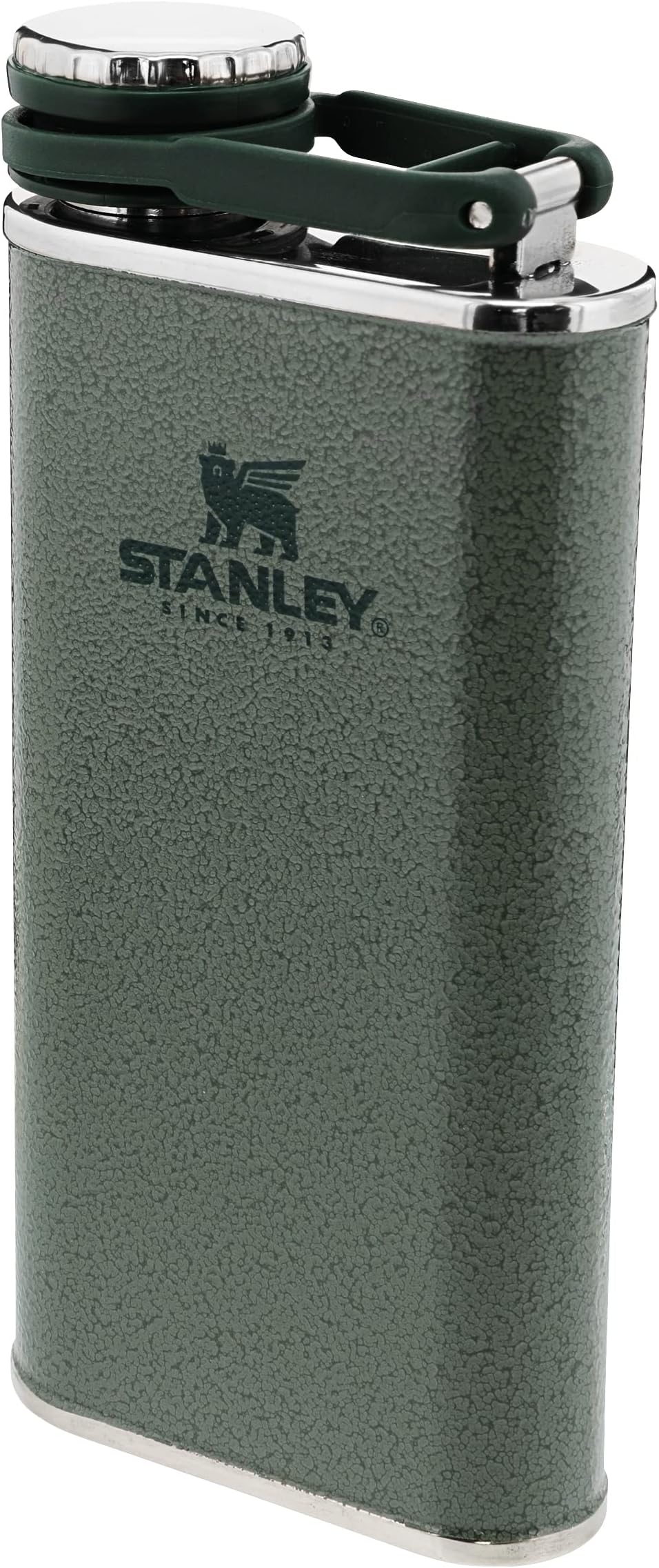 Classic Wide Mouth Hip Flask 0.23L - Large Opening for Easy Filling & Pouring - BPA-Free - Leakproof - Stainless Steel - for Whiskey Or Other Alcoholic Beverages - Green