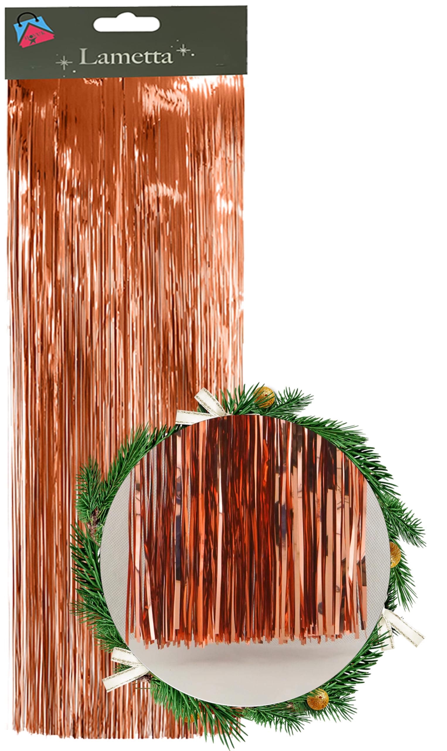 Christmas Lametta Rose Gold Christmas 1.2M Lametta Strands, Angel Hair Xmas Tree Decoration ( Lametta Strands)