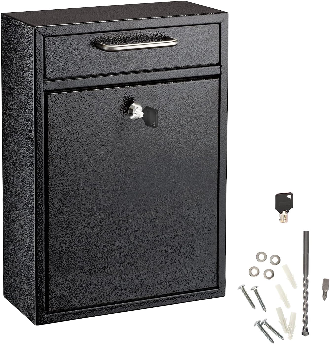 AdirOffice Wall Mount Mailbox - Mailbox with Lock and Keys- Durable Wall Mounted Locking Mailbox and Cash Drop Box for House, Apartments and Bussiness After Hours Deposits