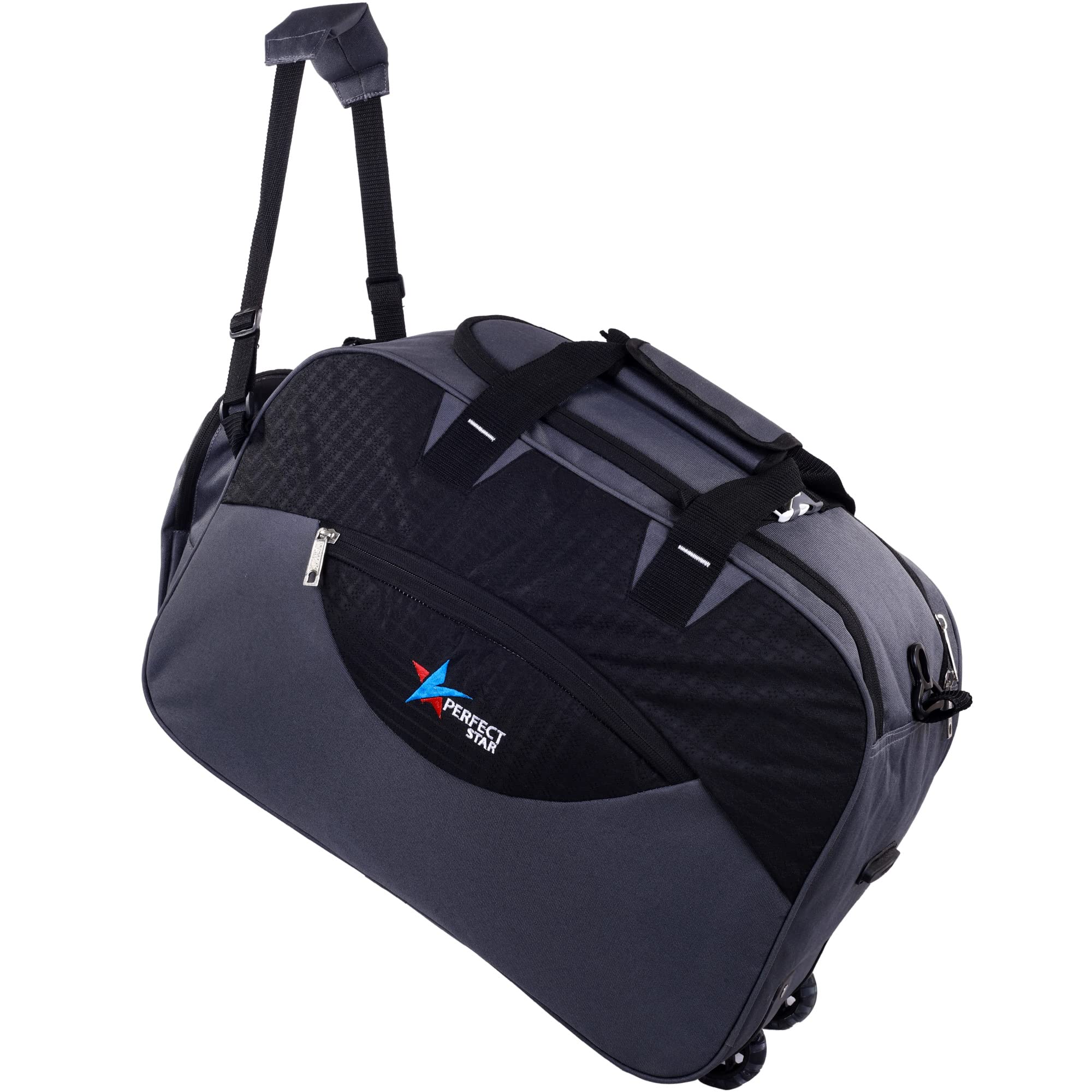 Duffle Trolley Bags for Travel with Wheel 60Litre (Grey Black)-image-16