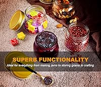 Vista 5 de Rainforce Tarros Mason de 8 onzas, paquete de 30 frascos pequeños con tapas doradas, tarros de conservas de 1/4 cuartos de galón, tarros