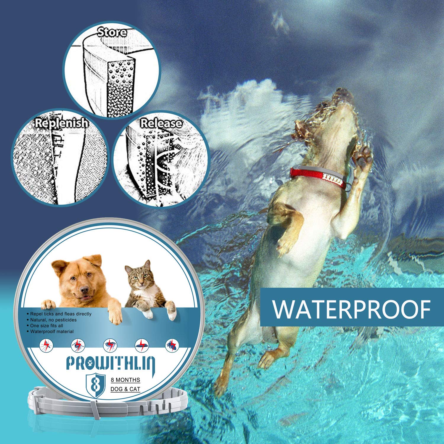 Collare Antipulci Naturale Per Cane - Impermeabile, Regolabile, Protezione 8 Mesi - Foto 4