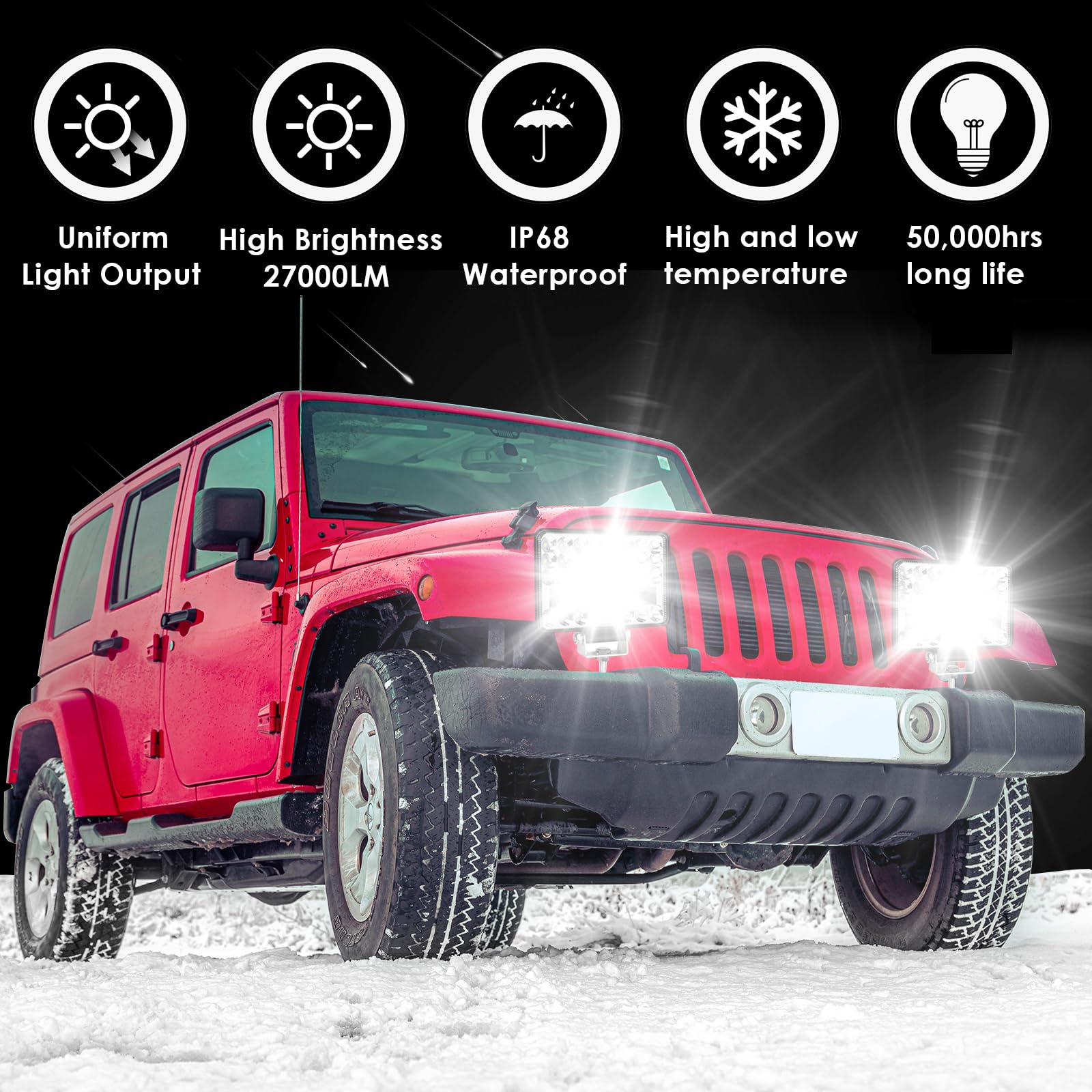 2PZ 9" Faro da Lavoro LED, 12 V, 33200 lm, 304 W, IP68 impermeabile, Spot Luci di Lavoro a Led 24 V 6000K Fendinebbia Barra Luci per Moto Auto ATV SUV Trattore [Classe di efficienza energetica A+++]