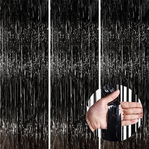 Miniatura 7 de PartyWoo Cortinas de flecos de aluminio plateadas, 2 piezas de serpentinas plateadas de 3.3 x 6.6 pies, telón de fondo de flecos, telón de fondo de