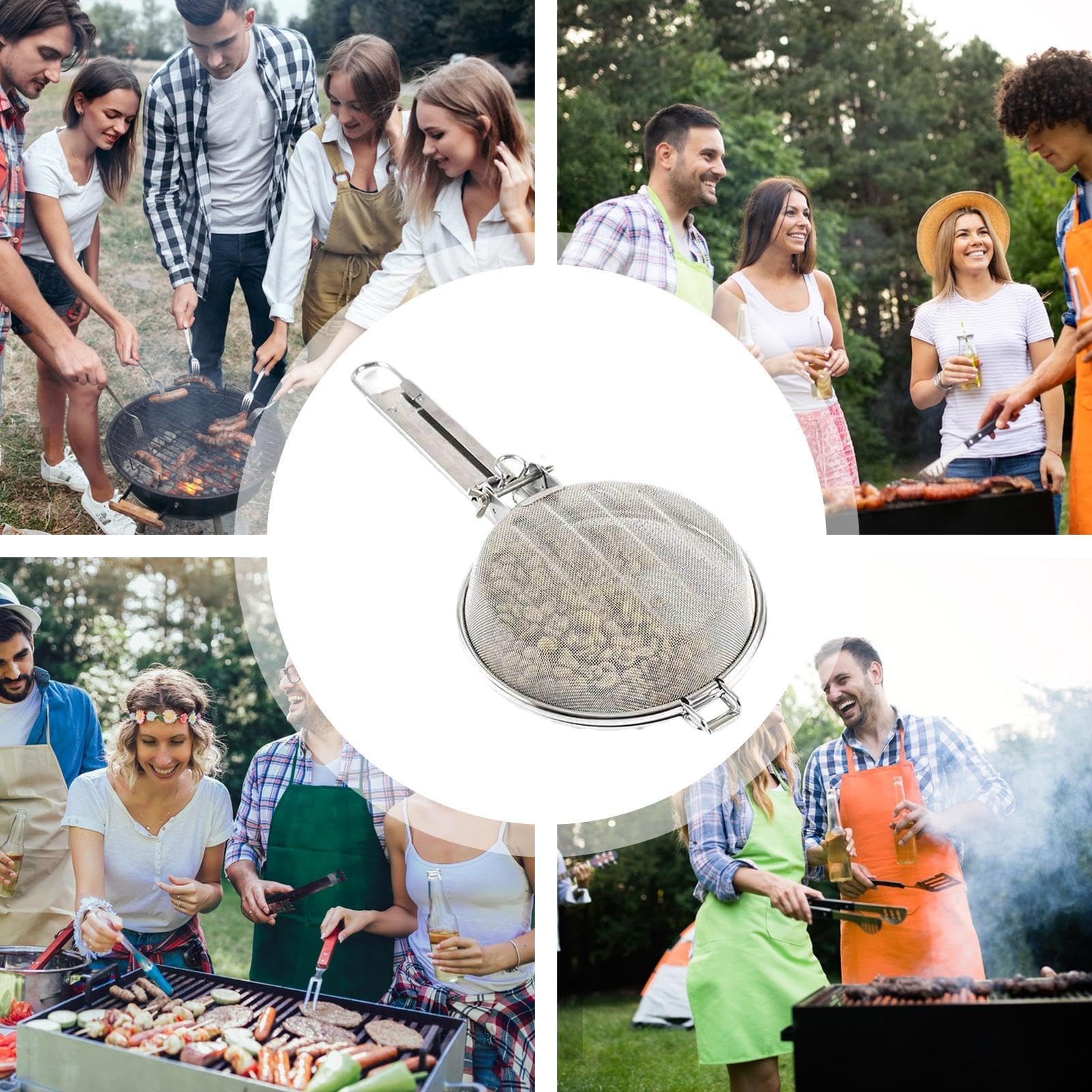 Cestino per griglia espandibile, cestino per griglia da esterno, in acciaio inox, per barbecue per grigliare all'aperto, verdure, pesce, gamberetti, verdure e kebab | in acciaio , per barbecue per grigliare all'aperto, verdure, pesce, gamberetti, verdure