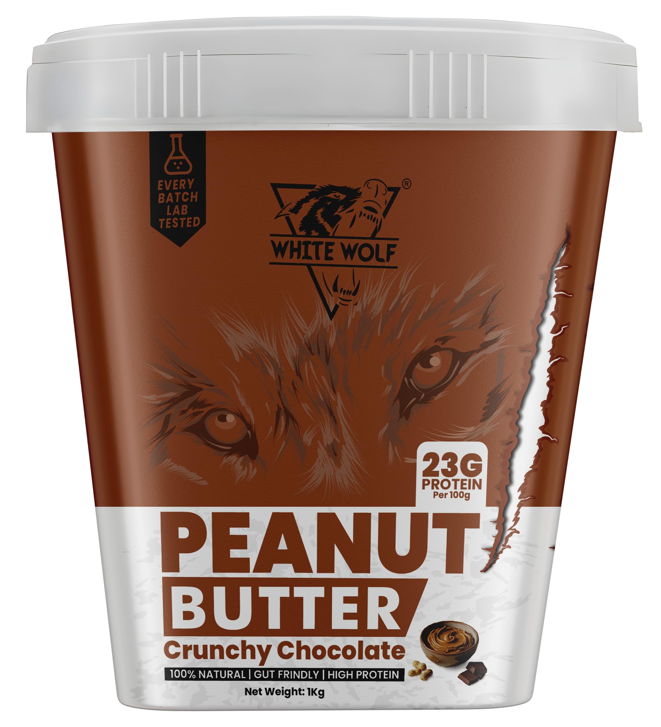 White Wolf Crunchy Chocolate Peanut Butter, 1 Kg | 24g Protein