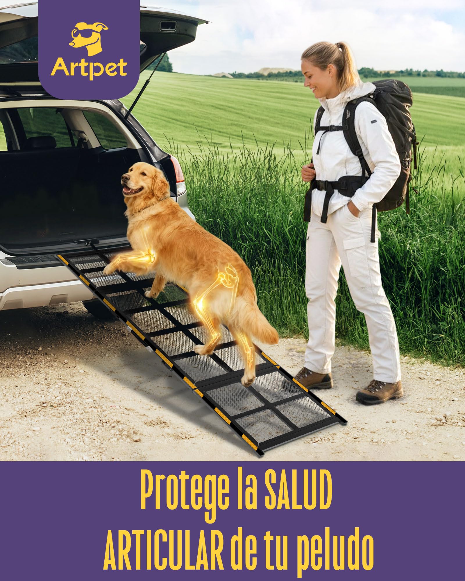 Rampa ancha para perros para automóvil, 190 cm de largo, rampa plegable para mascotas al aire libre para perros grandes, rampa antideslizante para automóvil, camión, SUV, RV
