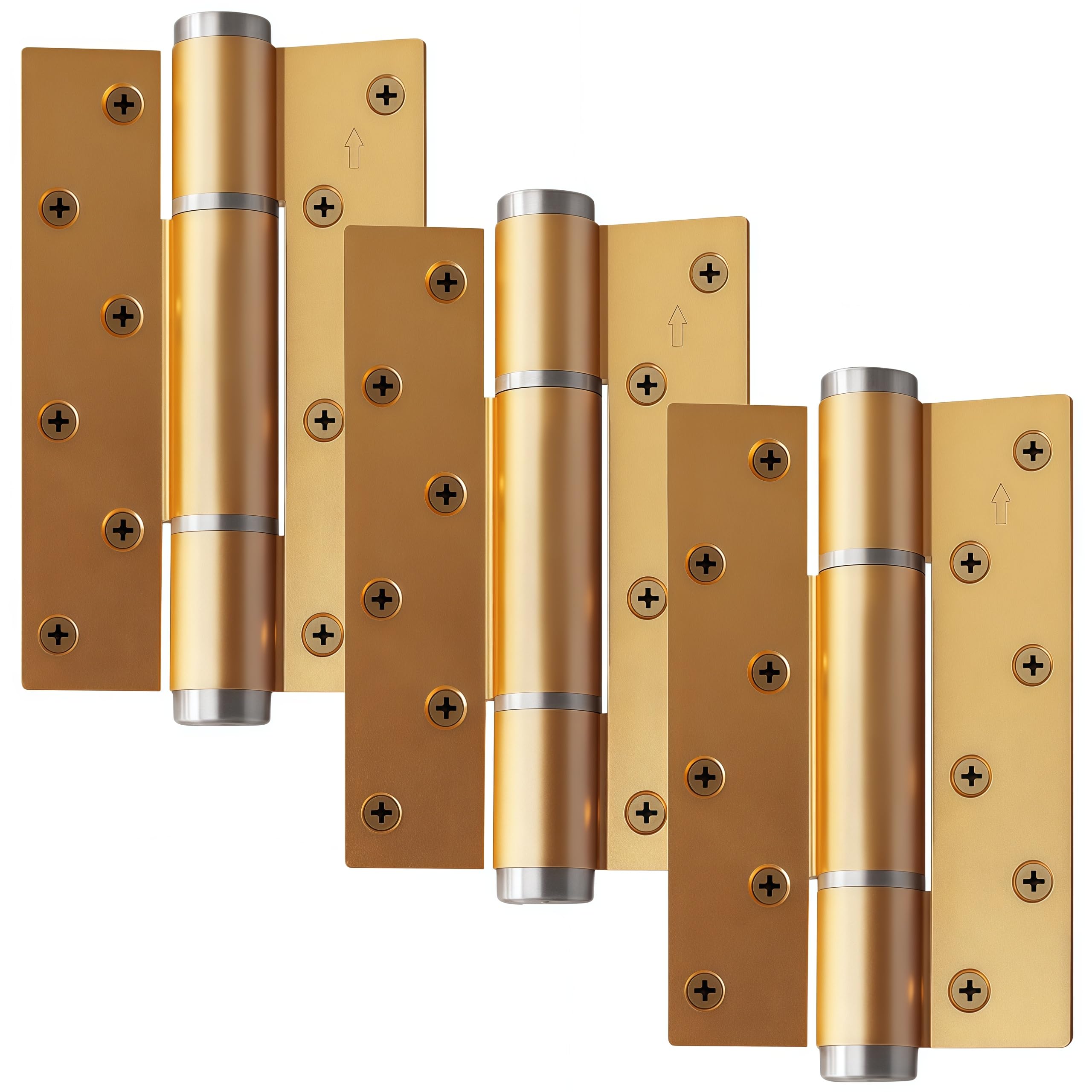 3 Pack of Stainless Steel Hydraulic Hinges Gold 6 Inch Casement Hinges