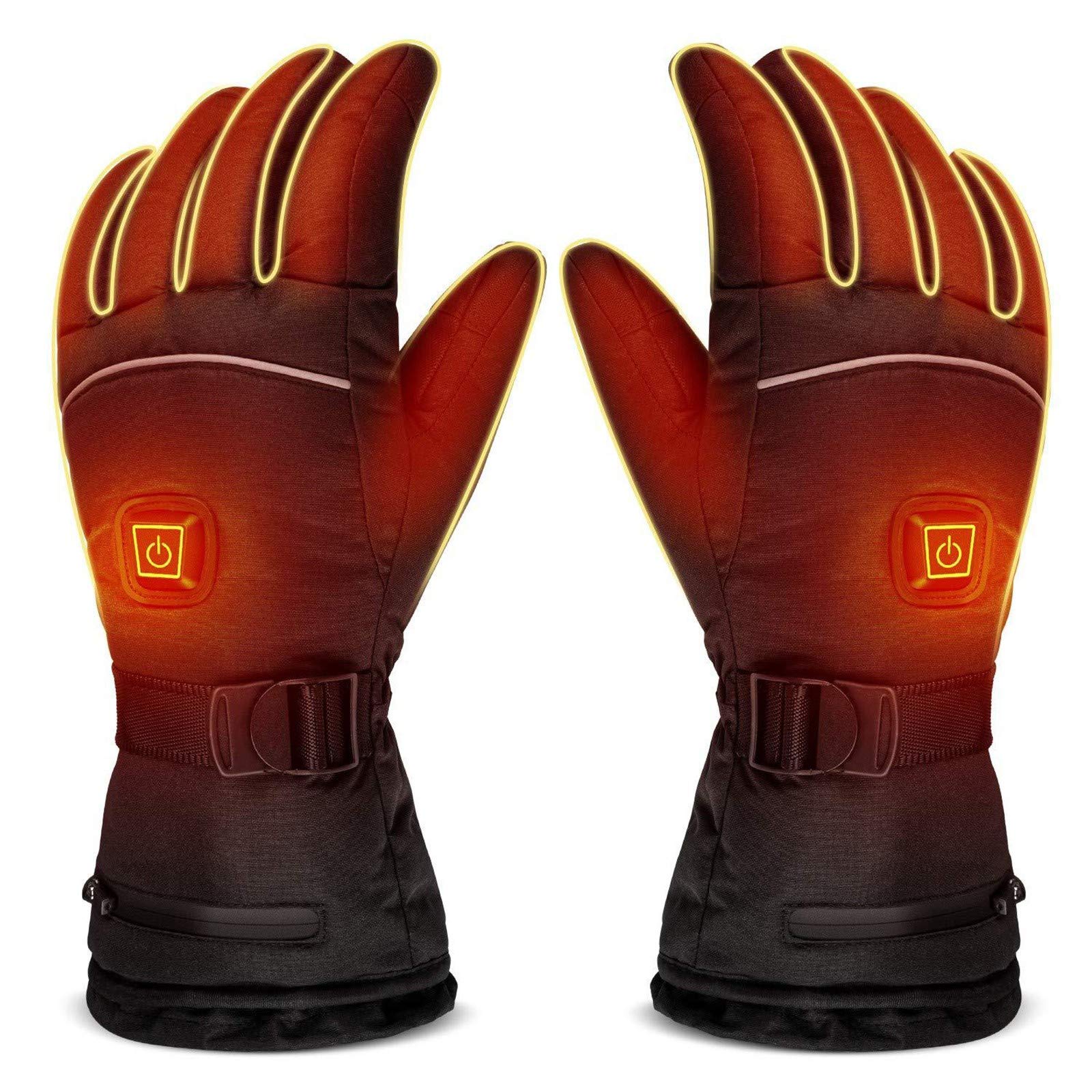 Elettrici Guanti Riscaldati Ricaricabili 3,7 V 3200 mAh 3 modalità Riscaldamento, Guanti Invernali Caldi Touch Screen, Adatti per Moto Sci Caccia Bici Escursionismo Black,XL