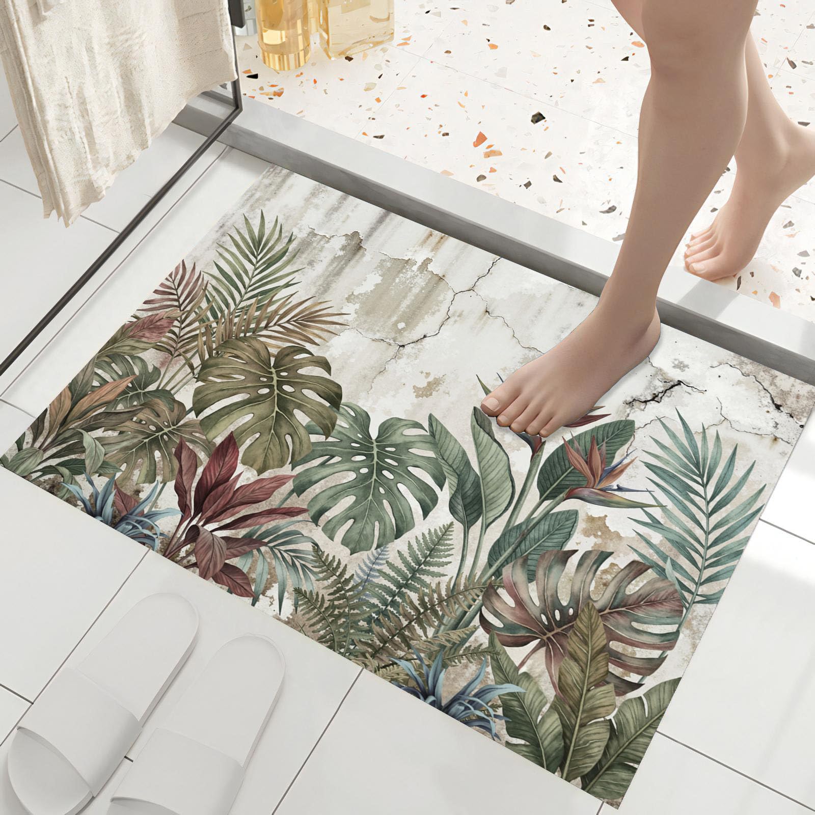 Tapis de sol absorbant 60x90cm avec envers antidérapant lavable pour entrée de maison