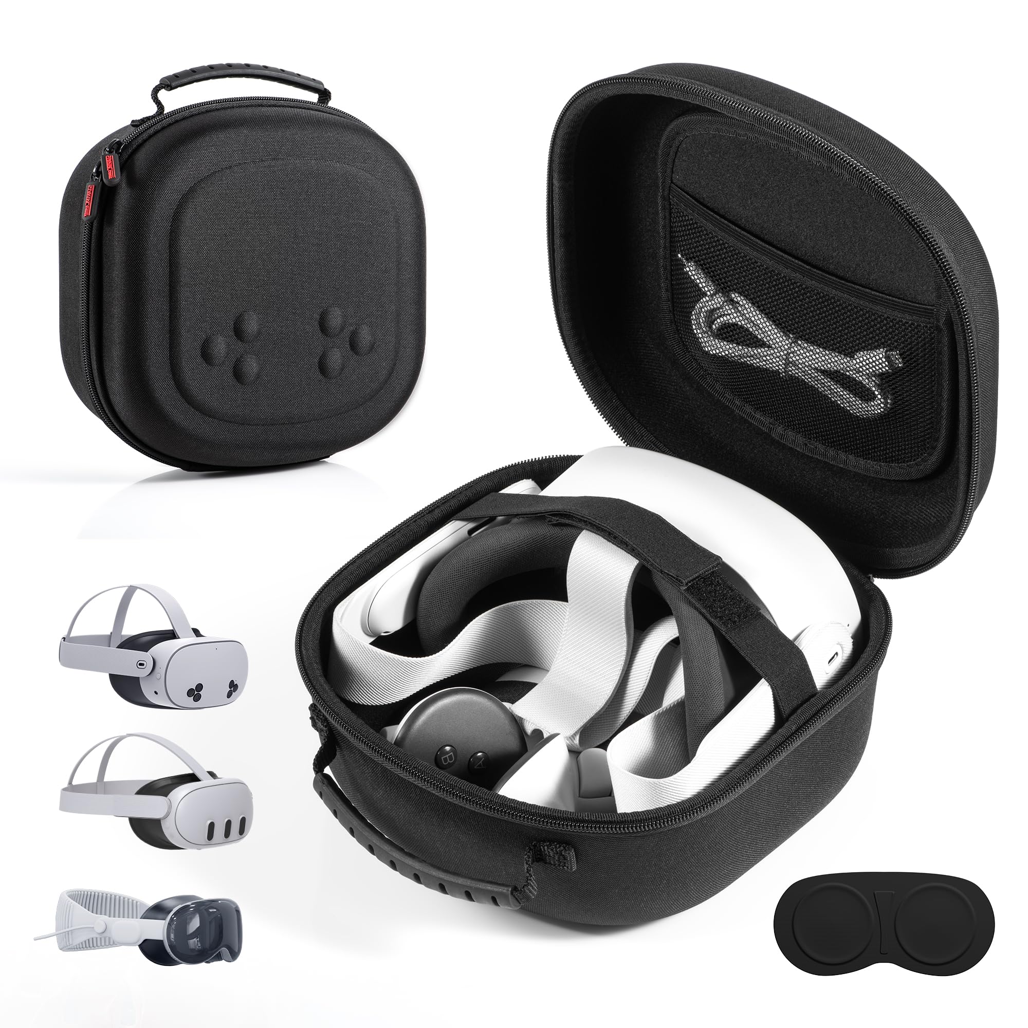 Hard Carrying Case for Meta Quest 3S/Quest 3/Vision Pro, VR Gaming Headset and Touch Controllers Accessories Travel Carry Case, Small Hard Shell Storage Case for Apple Vision Pro, Black