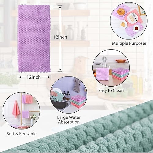 Miniatura 2 de GFNOURA Paquete de 6 toallas de cocina waffle multicolor 12 x 12 pulgadas paños de limpieza de microfibra ultra absorbentes reutilizables y sin