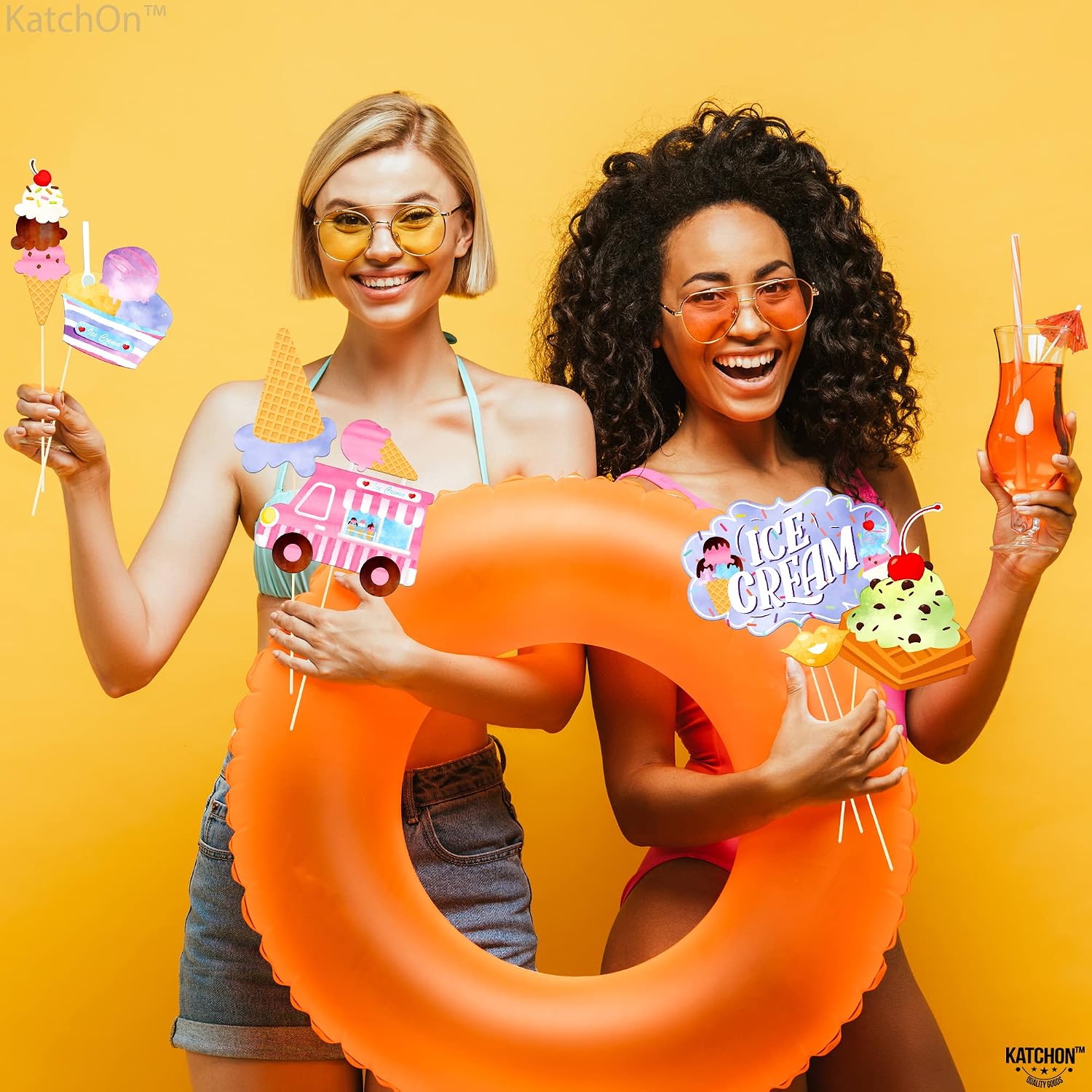 KatchOn Ice Cream Photo Booth Props - Pack of 31 | Ice Cream Party Decorations | Summer Party Decorations | Ice Cream Props