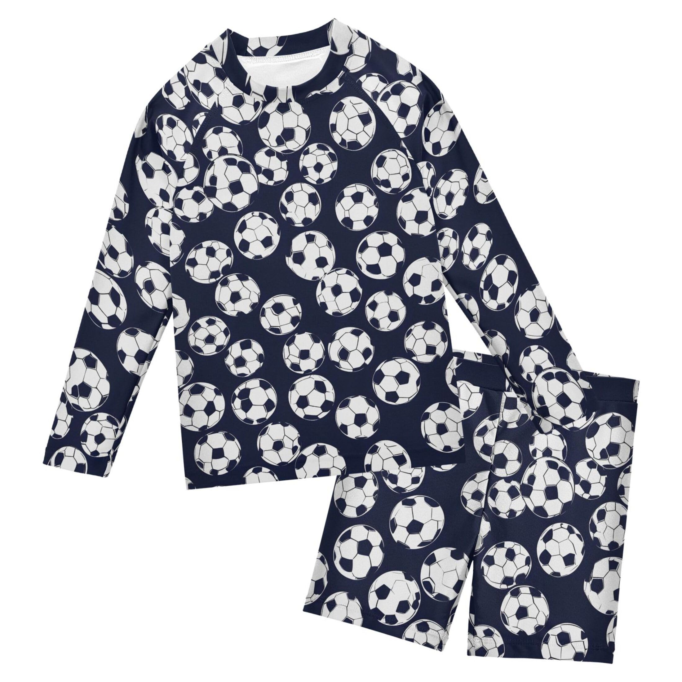 Football Soccer Sport Toddler and Baby Boys' 2-Piece Swimsuit Trunk, Long Sleeve Rashguard Bathing Suit B0403499