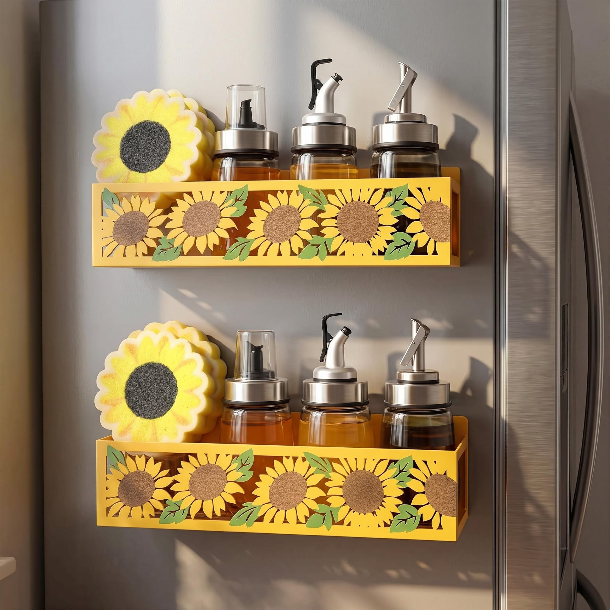 Amazon.com: Beeveer 2 Pack Magnetic Spice Rack for Refrigerator