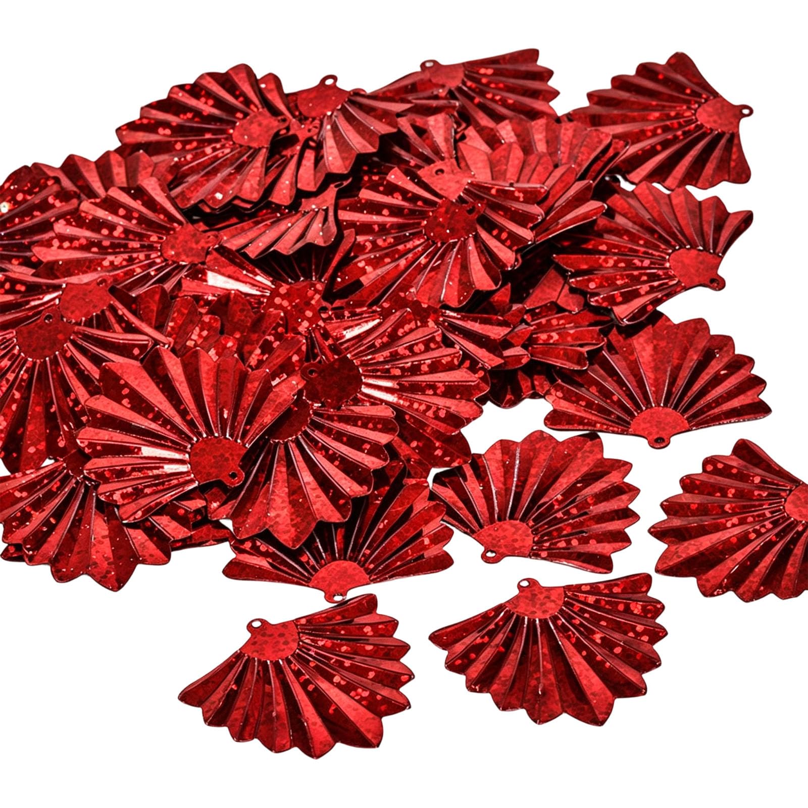 Greabuy 500G Sparkling Fan Sequins Assorted Colors Reflective Fan Shape Sequins with Hole for Sewing and Garments Embellishment PVC Scintillate Fixes