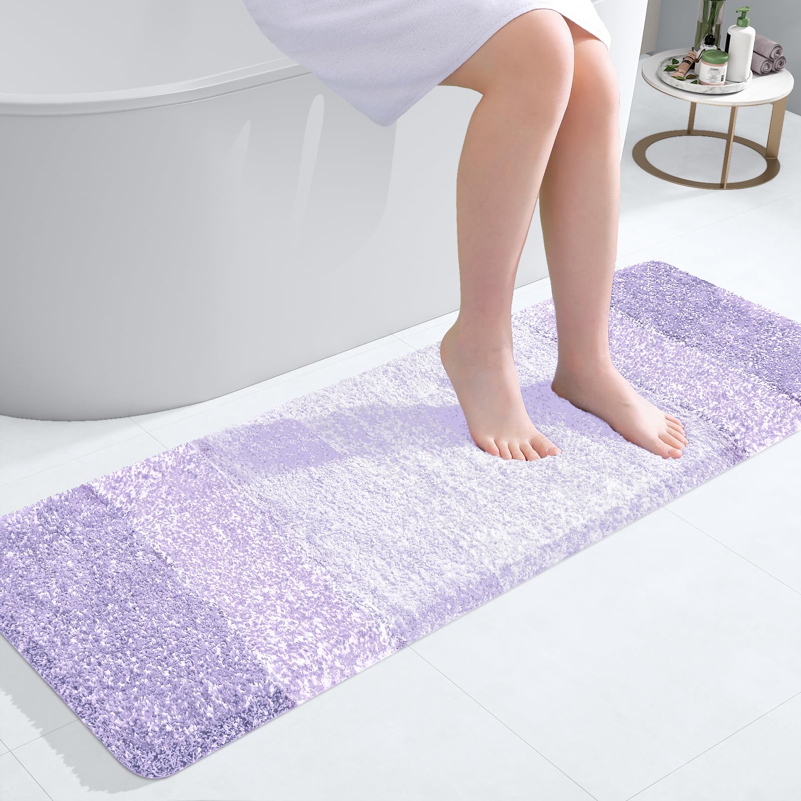 OLANLY Bathroom Runner Rug 47x17, Extra Soft Absorbent Microfiber Bath Rugs
