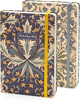 Hardcover Journal Notebooks 2 Pack Notebook Ruled Lined Writing Journal 5.04"x7.28" 212 Pages for Writing Work Travel School Business Journaling Notebooks Yellow Flower and Blue Flower