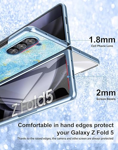 Miniatura 4 de DDJ Funda para Samsung Galaxy Z Fold 5, funda rígida de policarbonato brillante con diamantes de imitación para mujeres y niñas, funda brillante