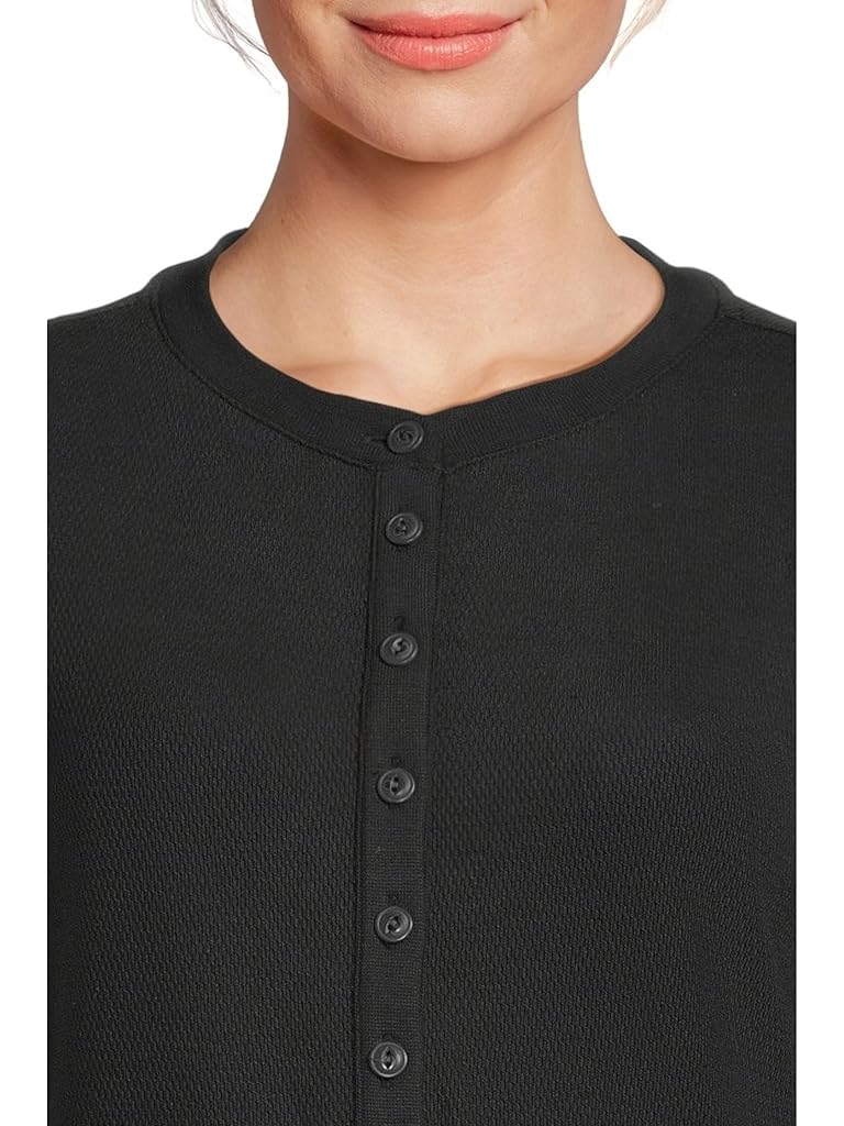 Black L.L.Bean Signature Premium Thermal Long Sleeve Henley Shirt