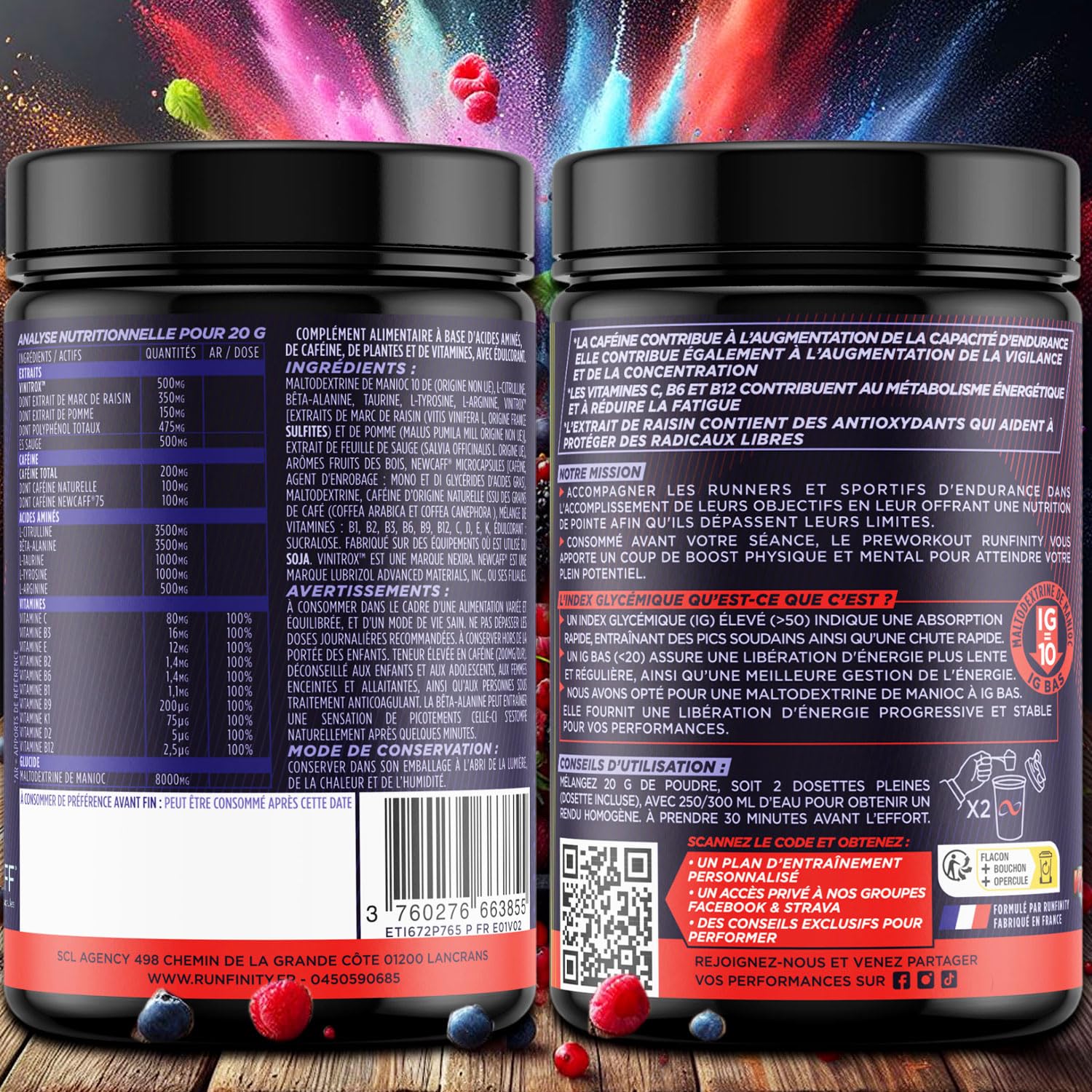 Pre Workout Runfinity - Booster d’Énergie Longue Durée : 4h d'Efficacité | Performances Maximales - Endurance Puissance & Concentration - Formule Premium Made in France