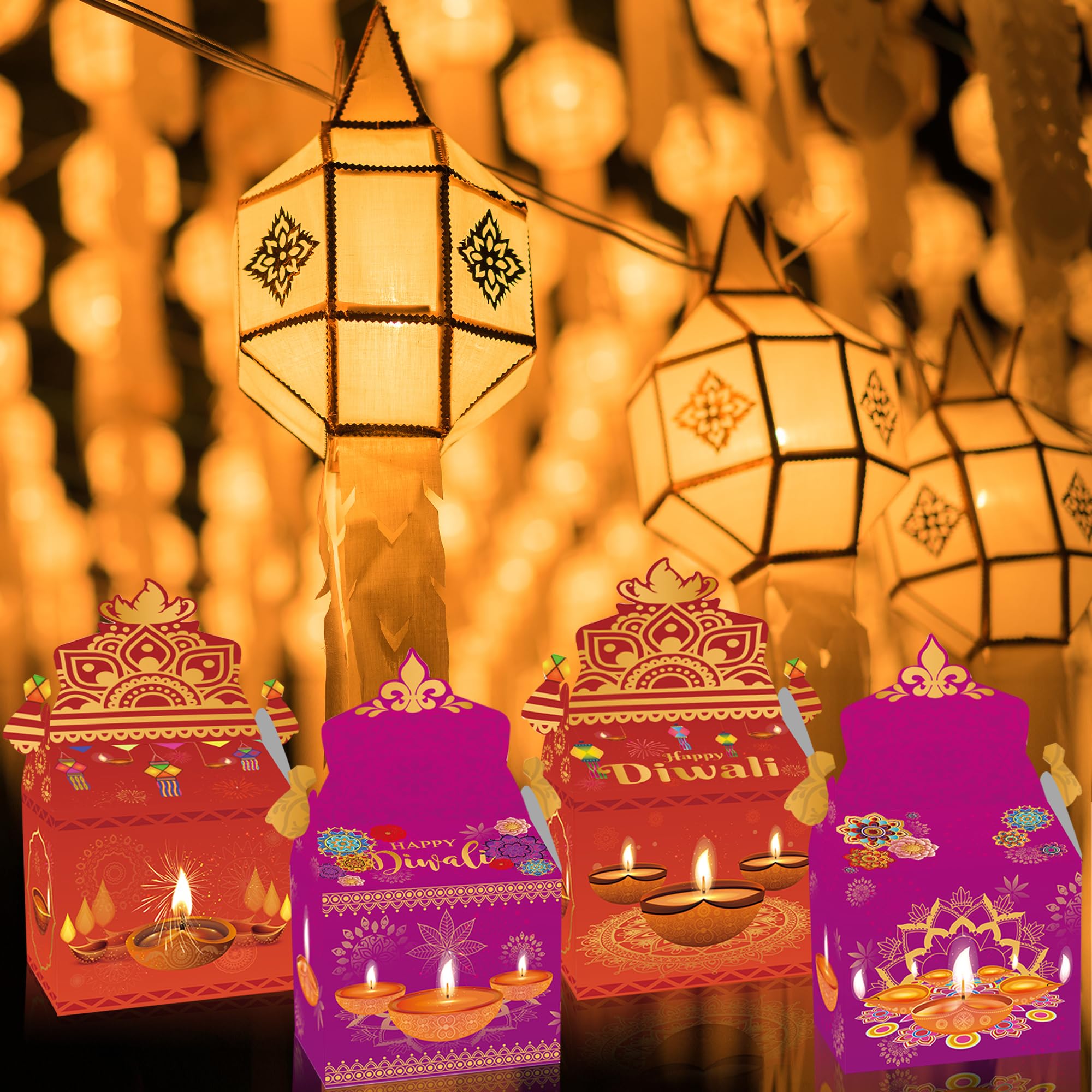 Happy Diwali Goodie-Boxen, 12 Stück – Festival Of Lights Party-Favors