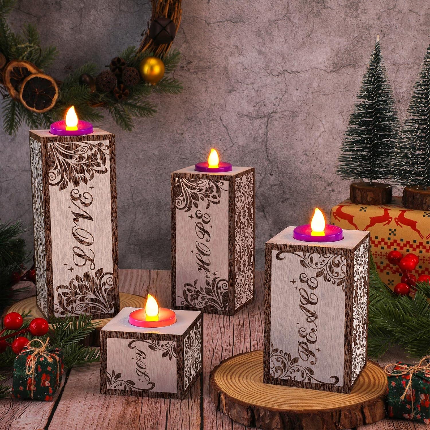 Advent Candle Holders with Candles Set of 4 Christmas