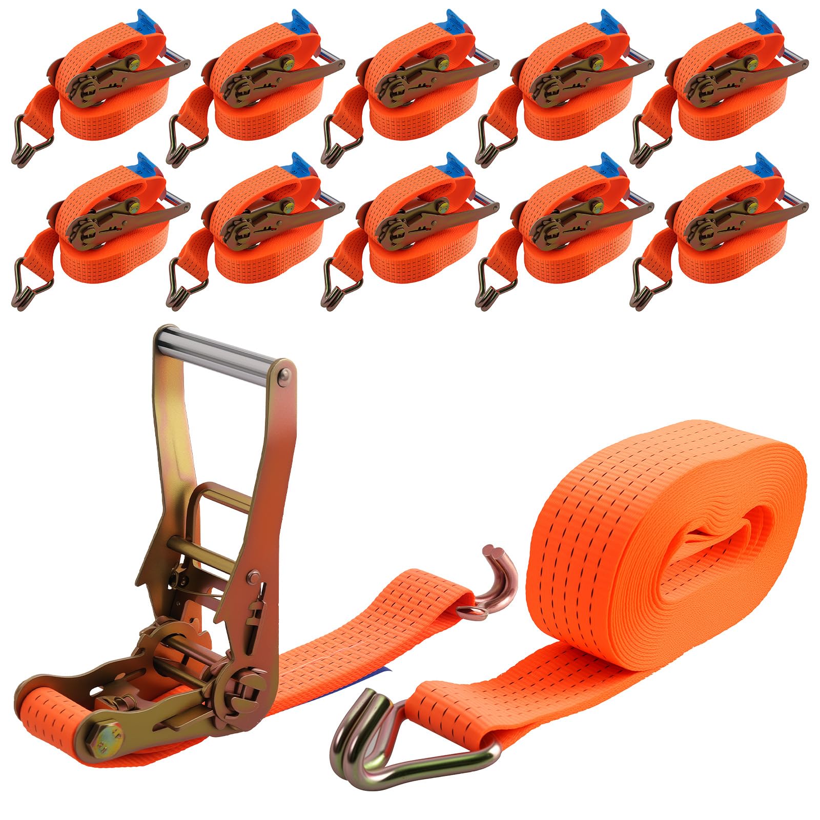 Cinghie A Cricchetto INTAKO 4 Pezzi - 10m X 5000kg, Con Angolari Di Protezione, Certificato