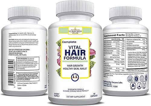Miniatura 2 de Fórmula para el cabello #1 Vitaminas saludables para hombres y mujeres  Nutrientes necesarios para el crecimiento del cabello, mantener una piel y