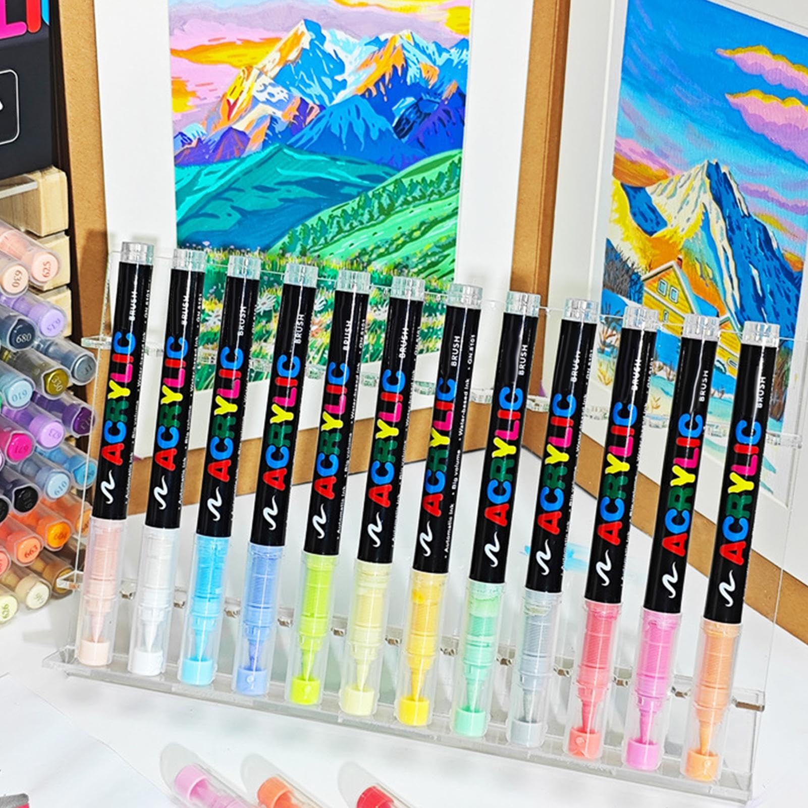 Set di pennelli acrilici, set di marcatori acrilici Penna di pittura a | Segnali di vernice acrilica a prova di dissolvenza, per tessuto, rocce, carta, legno, tela, vetro