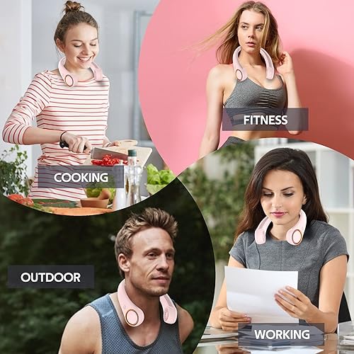 Miniatura 6 de Ventilador de cuello portátil, ventilador sin aspas manos libres, ventilador personal de enfriamiento de 360, ventilador silencioso portátil para