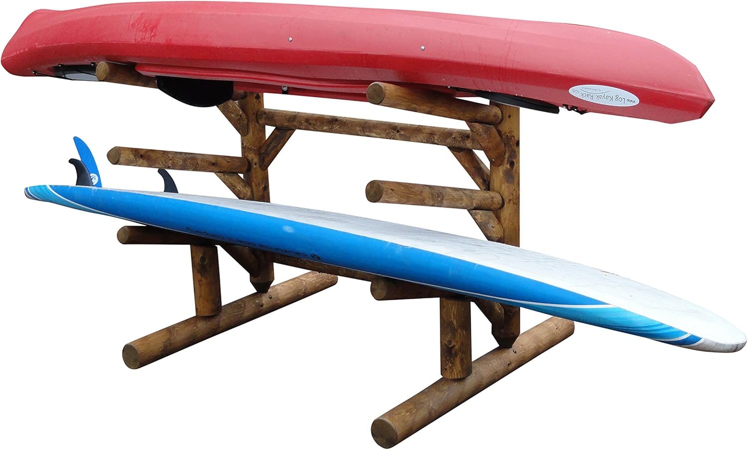 3-Place, One-Sided SUP Log Rack, Paddle Board Holder, Kayak Holder for Outside, Surfboard Stand, Paddle Boat Storage, Freestanding for Kayaks SUP Boards - Canyon Brown