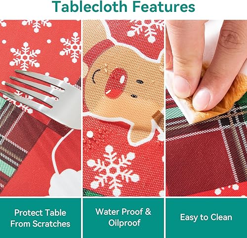 Vista 177 de Mantel rectangular de vinilo de 52 x 70 pulgadas con reverso de franela, mantel para el día de San Valentín, mantel de hule 100% impermeable Azul